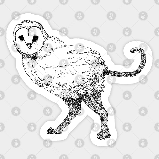 Owl-Cat hybrid Sticker by estevez-artista